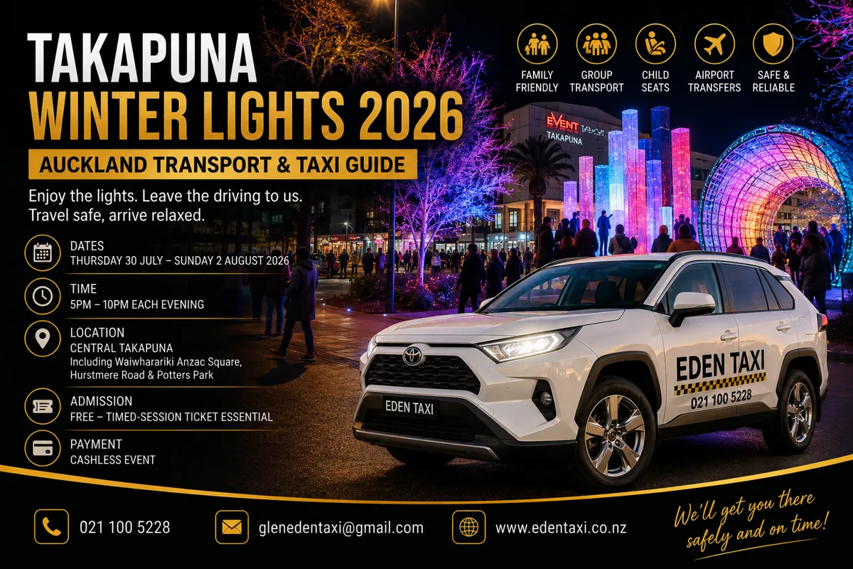 Takapuna Winter Lights 2026: Auckland Transport & Taxi Guide