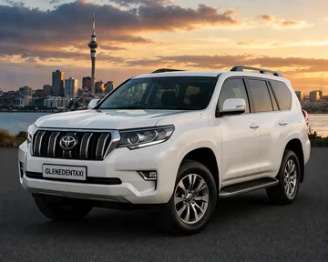 White Toyota Prado elite SUV in the Glen Eden Taxi Auckland fleet